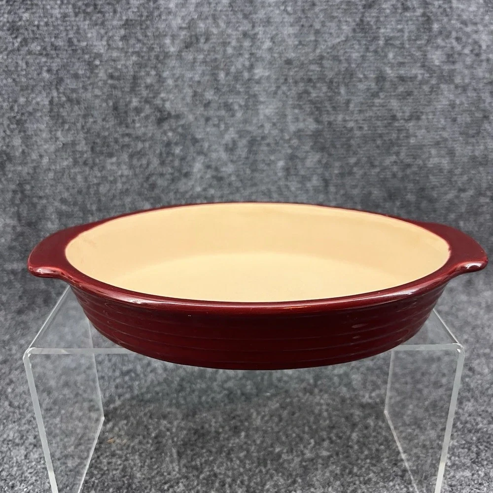Pampered Chef 1334 Small Oval Baker Cranberry Family Heritage Tradition USA 9.5